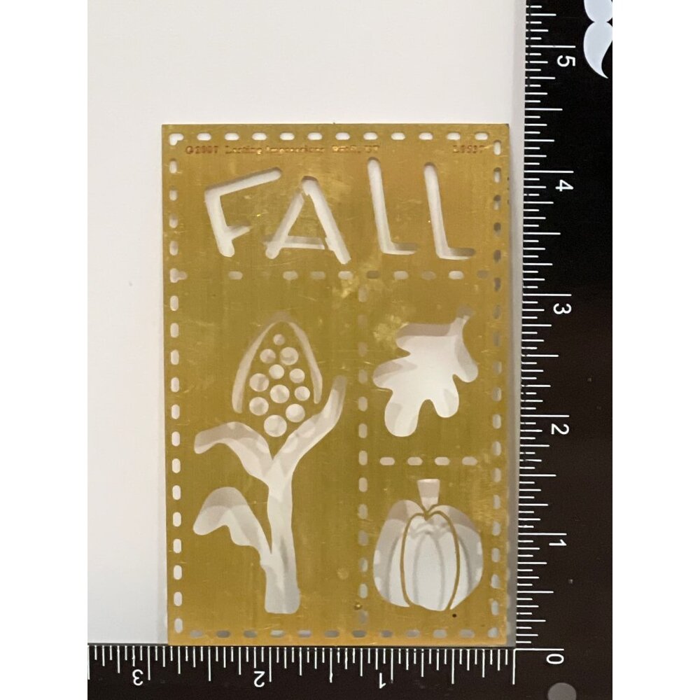 2007 LASTING IMPRESSIONS Fall Brass Stencil Autumn Corn Leaf Pumpkin L9537